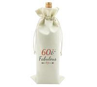 Jielahua 60th Birthday Gift Wine Drawstring Bag Party Decorations for Women Men Happy 50 Year Old Birthday Gifts for Sister Mum Grandma Wife Colleague Friend Decorations Wine Bottle Bag