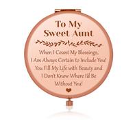 Jielahua Aunt Gifts for Women for Aunt Travel Makeup Mirror for Aunt Auntie Gifts from Nephew Niece Compact Pocket Makeup Mirror for Aunt Christmas Birthday Gift for Women