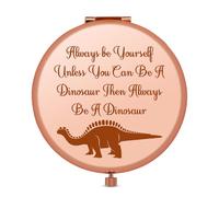 Jielahua Dinosaur Lover Gifts Compact Makeup Mirror for Women Inspirational Gifts for Daughter Dinosaur Gift for Girls Birthday Present for Women Her Cheer Up Gift Folding Makeup Mirror for Her
