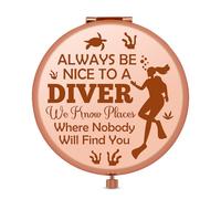 Jielahua Diving Gift for Women Compact Mirror Diving Lover Gift Appreciation Gift for Swim Teacher Diver Themed Gifts Graduation Retirement Birthday Present for Swim Coworker Friends