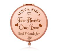 Jielahua Folding Pocket Mirror for Aunt from Niece Nephew Best Aunt Ever Gifts for Her Auntie to be Gift for Women Compact Pocket Makeup Mirror for Aunt Wedding Gift for Auntie