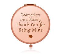 Jielahua Godmother Gifts Baptism Gifts for Godmother Rose Gold Compact Mirror Thank You Gifts for Godmother Christian Bible Verse Gift Birthday Mother's Day Godmother Gifts from Godchild