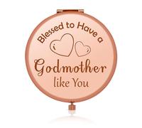 Jielahua Godmother Gifts for Women Compact Pocket Makeup Mirror from Godson for Godmother Appreciation Gifts for Godmother Folding Makeup Mirror Christmas Thanksgiving Gifts