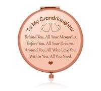 Jielahua Granddaughter Gifts from Grandma Grandpa to My Granddaughter Makeup Compact Mirror for Women Girls Encouragement Gift from Grandparents Folding Makeup Mirror Christmas Birthday Gifts