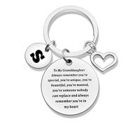 Jielahua Initial Letter Key chain for Granddaughter Inspirational Gifts for Granddaughter To Our Granddaughter Gifts from Grandmother Grandfather Granddaughter Birthday Gifts from Grandparents