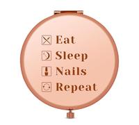 Jielahua Nail Tech Gifts Travel Compact Pocket Makeup Mirror Nail Technician Gifts for Women Portable Folding Makeup Mirror Nail Artist Gifts Thank You Gift for Manicurist Graduation Retirement Gift