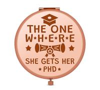 Jielahua Phd Graduation Gifts Compact Mirror Phd Gifts for Women Students Graduate Present for Best Friend Daughter Cousin Sister Doctorate Degree Present for Women Rose Gold Makeup Mirror