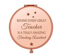 Jielahua Teaching Assistant Gift Rose Gold Compact Mirror Thank You Gift for Teacher’s Aide, Paraeducator, Paraprofessional, 2.6 Inch, Dual Sided, Magnifying