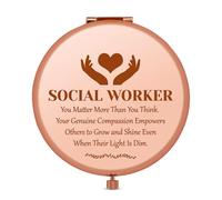 Jielahua Thank You Gifts for Social Worker Small Compact Travel Mirror Retired Social Worker Gifts Social Worker Gifts for Women Inspirational Gifts for Volunteers Travel Makeup Mirror Volunteer Gift
