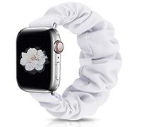 JIELIELE Compatible with Scrunchie Apple Watch Band 38mm 40mm 41mm 42mm 44mm 45mm 49mm for Women, Cute Wristbands Straps Elastic Scrunchy Band for iWatch Series 9 8 7 6 5 4 3 2 1 SE (M-38/40 White)