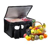 JIELUO Food Delivery Bag,3XL Insulated Food Transport Bag with Cup Holder - Reusable Cooler Bag for Cold and hot Food with lid and Double Zipper
