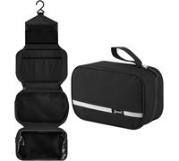 jiemei Hanging Toiletry Bag Waterproof, Travel Wash Bag for Men & Women with 4 Compartments, Foldable Compact Size, Super Durable Fabric
