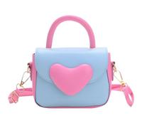 JienClound Little Girl's Handbag, Cute and Compact Crossbody Bag, Cartoon Love Shoulder Bag, Contrasting Color Coin Purse, Blue, Little Girl's Handbag