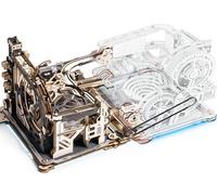 JIENIGUI 3D Puzzles Marble Run Kit 2 in 1 Marble Space Port LGC01 and Link Pack LG01 Included 3D Wooden Puzzles for Adults Machine Model Set Building Toy