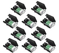 Jienk 10Pcs DB9 Female Solderless RS232 D-SUB Serial Adapters,16mm Thinner 9Pin Port Terminal Solderfree Breakout Board Snap on Type Connector with Case Long Bolts Tail Pipe