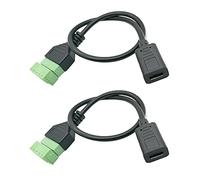 Jienk 2Packs 1ft USB Type-C Screw Terminal Block Connector, USB C to 5 pin Screw Terminal Data Extension Cable Screwdriver Included (USB C Female)