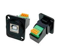 Jienk 2Pcs USB 2.0 Type-B Female Panel Mount Crimp Connector,D-Type USB B Female Socket Pass Through Adapter Straight USB Extender for Printer, Scanner, Mobile HDD and More