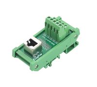 Jienk RJ45 8P8C DIN Rail Mount Ethernet Connector Distribution Breakout Board, One Way RJ45 Vertical Jack Terminal Block Connector