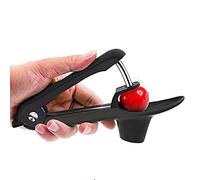 JIEOU Cherry Pitter Tool, Portable Cherry Core Remover with Space-Saving Lock Design, Stainless Steel Cherry Remover(Black)