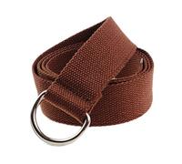 JIER D Double Ring Canvas Unisex Belts Web Canvas Double D-Ring Belt Canvas Adjustable Elastic Stretch Belt D-Ring Buckle (Coffee,One Size)