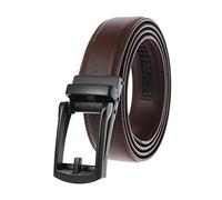 JIER Men's Genuine Leather Ratchet Dress Belt with Open Buckle Man's Wide Cowhide Belt with Buckle Waistband (Brown 1,One Size)
