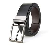 JIER Men's Leather Reversible Rotated Buckle Belt Removable Rotated Buckle Casual Belt Reversible Genuine Dress Belt