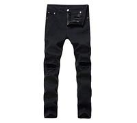JIER Men's Stretchy Ripped Trousers Skinny Biker Destroyed Slim Denim Pants Man's Destroyed Slim Fit Stretch Jeans (Black,28)