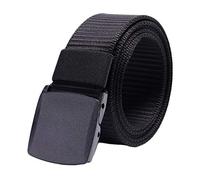 JIER Nylon Canvas Breathable Military Tactical Men Waist Belt with Plastic Buckle Web Nylon Canvas Buckle Belt (Black 1,One Size)