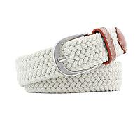 JIER Unisex Elastic Woven Belt for Jeans, Trouser lastic Braided Stretch Belt Buckle Stretchy Woven Belts (Beige,One Size)