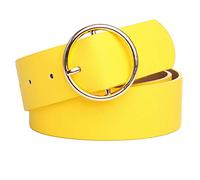 JIER Women Jeans Dress Pin Buckle Round Belt Elastic Stretch Waist Dress Belt Vintage Round pin Buckle Belt (Yellow,One Size)