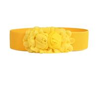 JIER Women Rose Flower Buckle Elastic Waist Belt Belt Fashion Flower Wide Elastic Waist Band Chiffon Stretch Wide Belts for Dresses (Yellow,One Size)