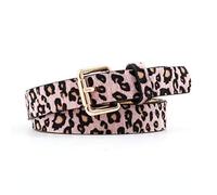 JIER Women's Fashion Leather Waist Belt Leopard Ladies Leopard Leather for Jeans Pants Dresses Belt with Buckle (Pink,One Size)