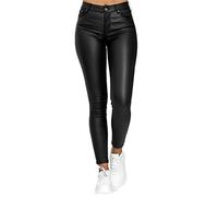 JIER Womens Faux Leather Look Trousers Coated Stretch Skinny Jeans Sexy Push Up Faux Leather Pants S-3XL (Black,3XL,3XL)