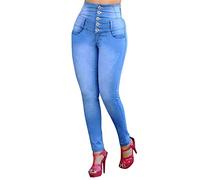JIER Women's High Waist Skinny Stretchy Denim Pants Ladies Casual Slim Fit Stretch Butt Lifting Jeans High Waisted Jeggings with Pockets (Light Blue,XL)