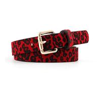 JIER Women's Leopard Print Leather Belt for Jeans Pants Dresses Leopard Print Belt Printed Waist Strap (Red,One Size)