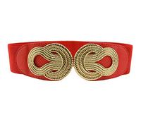 JIER Womens Wide Elastic Waist Belt Ladies Waist Belts Stretchy Waistband Dress Wide Stretch Belts Buckle (Red 2,One Size)