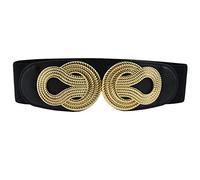 JIER Womens Wide Elastic Waist Belt Ladies Waist Belts Stretchy Waistband Dress Wide Stretch Belts Buckle (Black 2,One Size)