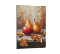 JIERUANYING Apple And Pears Still Life Oil Painting Wall Art, Autumnal Decor for Living Room And Dining Room Artistic Wall Mural Modern Hanging Decor Poster24x36inch(60x90cm)