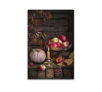 JIERUANYING Autumn Apple And Pumpkin Still Life Photography Wall Art, Vibrant Holiday Decor for Living Room And Dining Room Artistic Wall Mural Modern Hanging Decor Poster20x30inch(50x75cm)