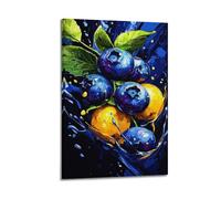 JIERUANYING Blueberry And Orange Wall Art, Vibrant Fruit Decor for Living Room And Kitchen Artistic Wall Mural Modern Hanging Decor Poster20x30inch(50x75cm)