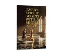 JIERUANYING Every Empire Begins With A Single Move Chess King Wall Art, Strategic Ambition Decor Painting for Office And Man Cave Artistic Wall Mural Modern Hanging Decor Poster08x12inch(20x30cm)