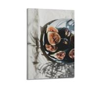 JIERUANYING Figs on Plate with Shadows Wall Art, Minimalist Fruit Decor for Kitchen And Living Room Artistic Wall Mural Modern Hanging Decor Poster20x30inch(50x75cm)