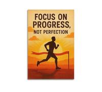 JIERUANYING Focus On Progress Not Perfection Runner Finish Line Wall Art, Growth Mindset Decor Painting for Home Gym And Office Artistic Wall Mural Modern Hanging Decor Poster08x12inch(20x30cm)