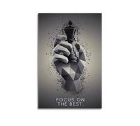 JIERUANYING Focus on The Best Chess Theme Wall Art, Geometric Hand Design Decor Canvas Print for Home Office And Study Artistic Wall Mural Modern Hanging Decor Poster24x36inch(60x90cm)