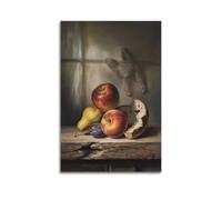 JIERUANYING Fruit And Bread Still Life Oil Painting Wall Art, Wholesome Food Decor for Living Room And Dining Room Artistic Wall Mural Modern Hanging Decor Poster08x12inch(20x30cm)
