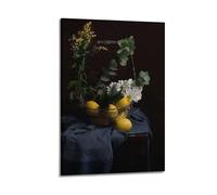 JIERUANYING Lemon And Flower Still Life Photography Wall Art, Wholesome Decor for Living Room And Dining Room Artistic Wall Mural Modern Hanging Decor Poster16x24inch(40x60cm)