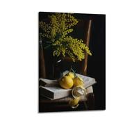 JIERUANYING Lemon And Mimosa Still Life Photography Wall Art, Wholesome Decor for Living Room And Dining Room Artistic Wall Mural Modern Hanging Decor Poster24x36inch(60x90cm)