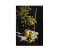 JIERUANYING Lemon And Mimosa Still Life Photography Wall Art, Wholesome Decor for Living Room And Dining Room Artistic Wall Mural Modern Hanging Decor Poster12x18inch(30x45cm)