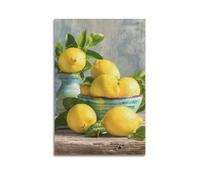 JIERUANYING Lemon Still Life Artistic Painting Wall Art, Vibrant Citrus Decor for Kitchen And Dining Room Artistic Wall Mural Modern Hanging Decor Poster24x36inch(60x90cm)