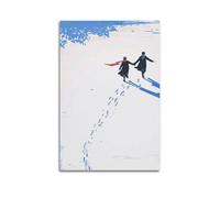 JIERUANYING Minimalist Snowy Path With Two People Wall Art, Elegant Winter Companion Decor Canvas Print for Room And Living Room Artistic Wall Mural Modern Hanging Decor Poster08x12inch(20x30cm)